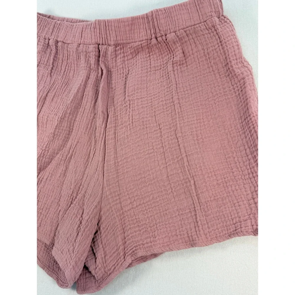 Pink Lily Gauze Shorts XL Mauve Pink Cotton Elastic Waist PLD250 High Rise